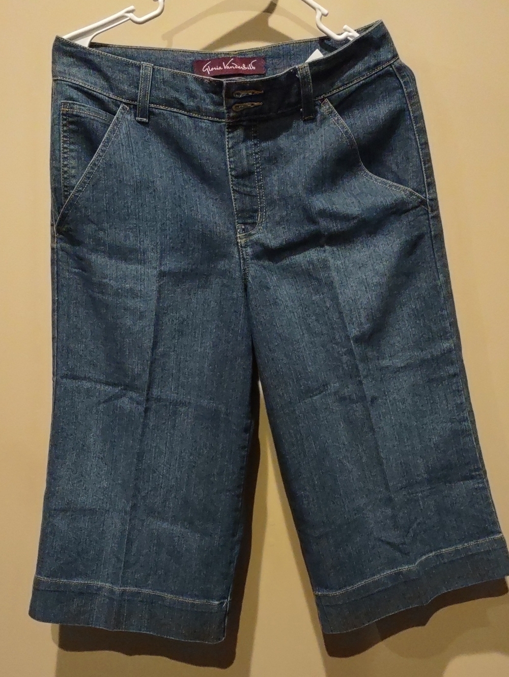 Gloria Vanderbilt Dark Blue Denim Capris Lightweight Full Leg 6